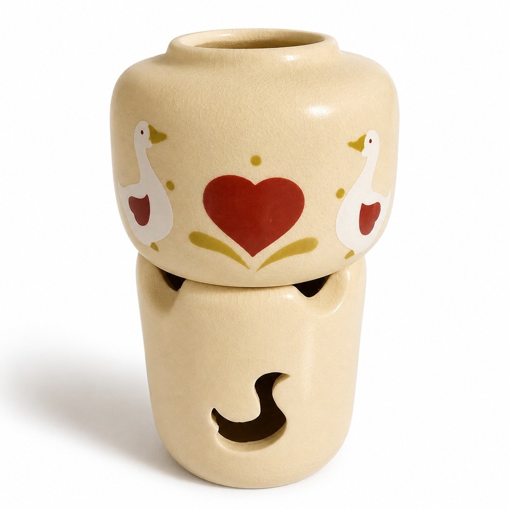 Vintage Ceramic Country Goose Heart Tea Light Potpourri Wax Warmer